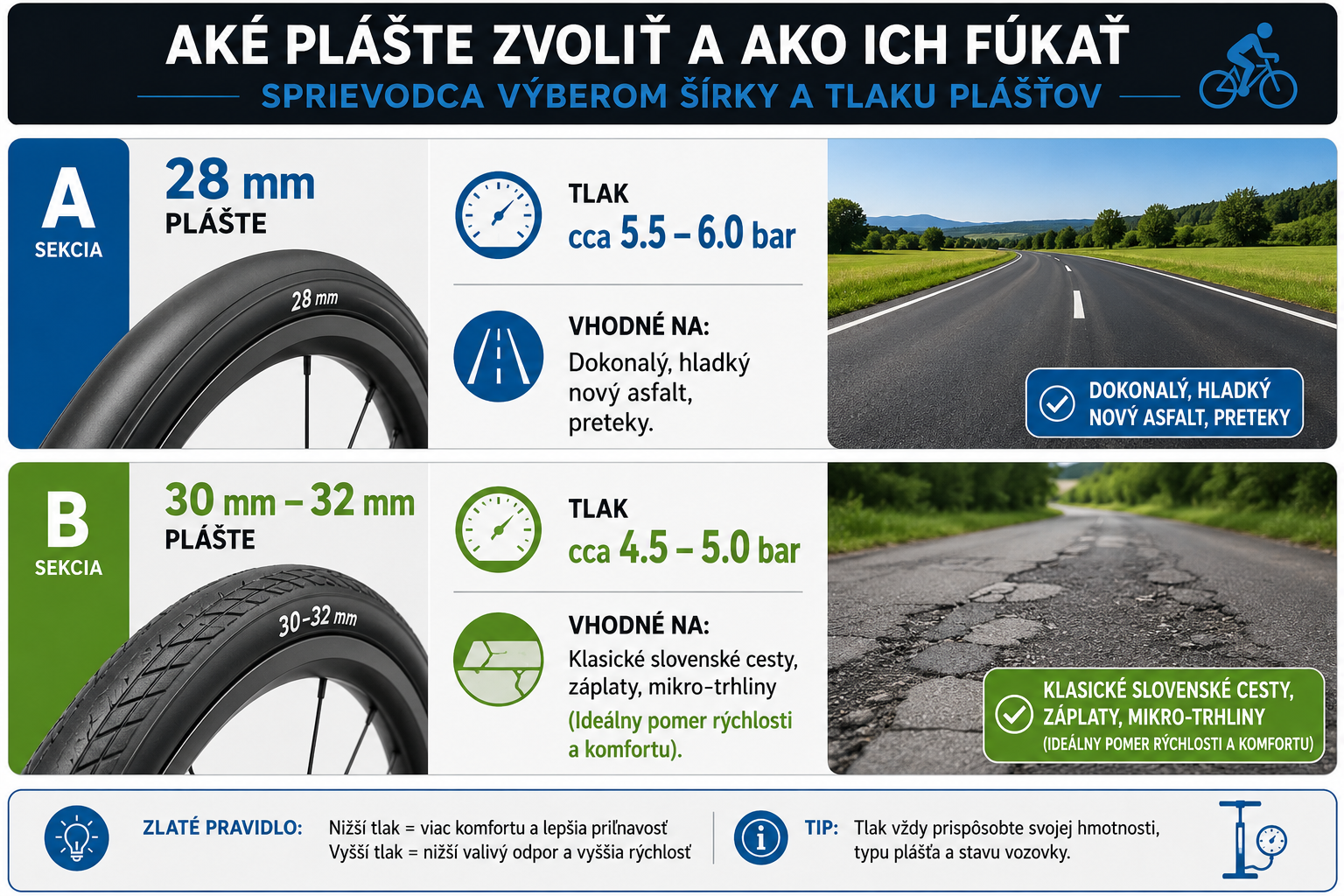 Aké plášte si na cestný bicykel vybrať