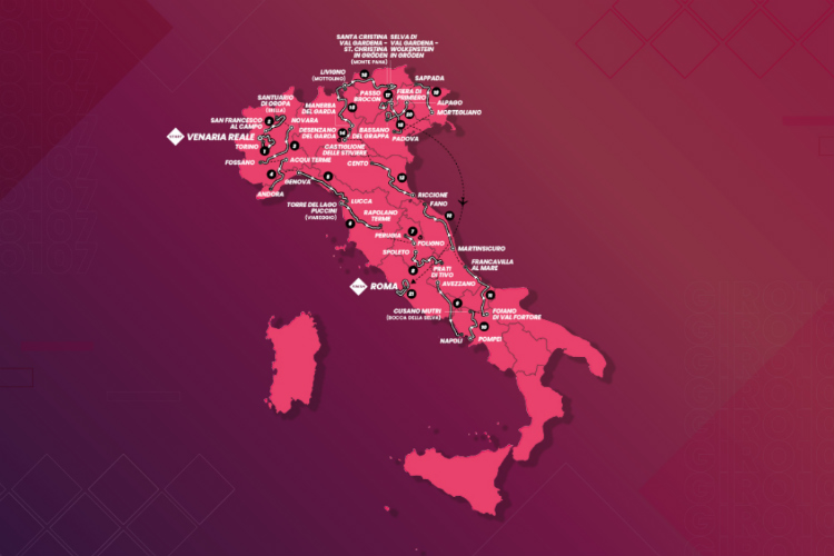 Program a etapy pretekov Giro d'Italia 2024 - Mapa pretekov