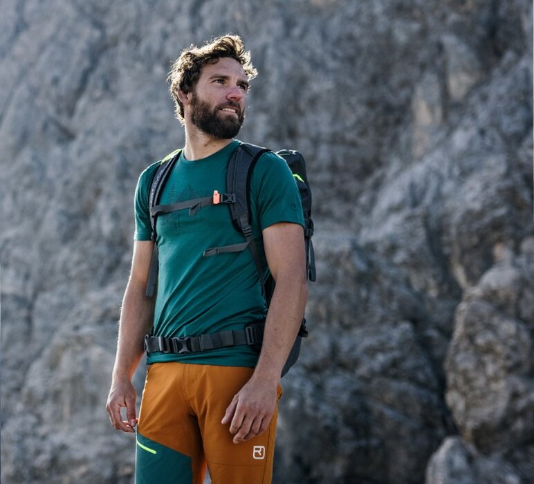 Tričko Ortovox 185 Merino Logo Spray LS | Petrol Blue