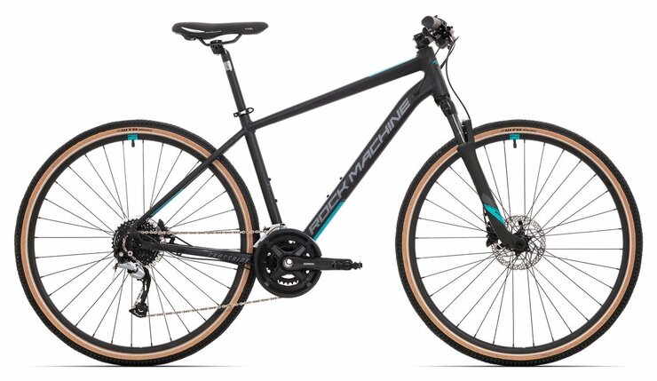 Bicykel Rock Machine Crossride 700 Matte Black/Dark Grey/Petrol Blue 2022