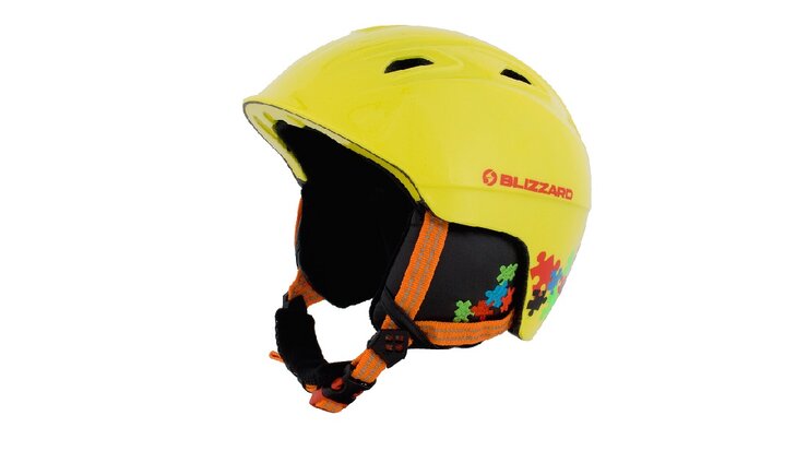 Lyžiarska prilba Blizzard Demon junior, neon yellow/colorfull puzzles 19/20
