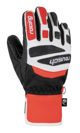 Lyžiarske rukavice Reusch Worldcup Warrior Prime R-tex XT Jr. Black/White/Fluo Red