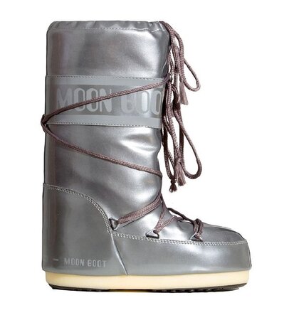 Snehule Moon Boot Vinil Met Silver