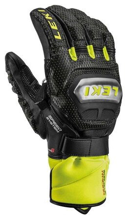 Lyžiarske rukavice Leki Worldcup Race Ti S Speed System Black-Ice Lemon