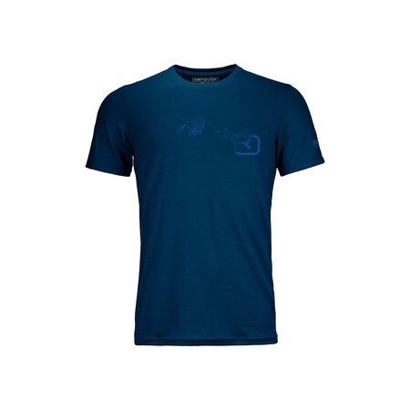 Tričko Ortovox 185 Merino Logo Spray TS | Petrol Blue
