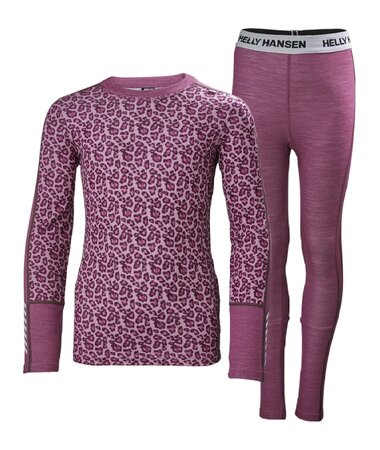 Detský termo set Helly Hansen JR Lifa Merino Midweight Set Magenta Haze