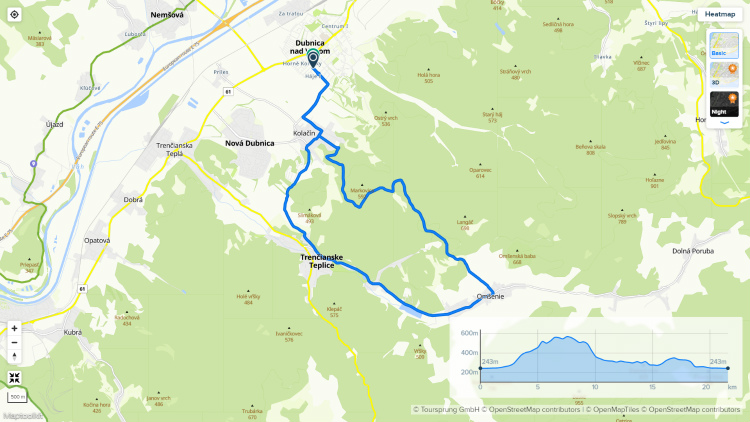 Mapa cyklotrasy Nová Dubnica - Kamenné Vráta
